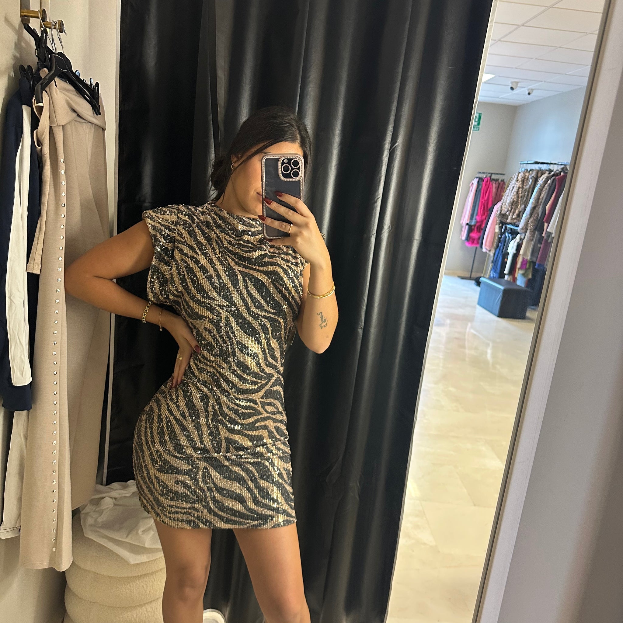 Vestido lentejuela cebra