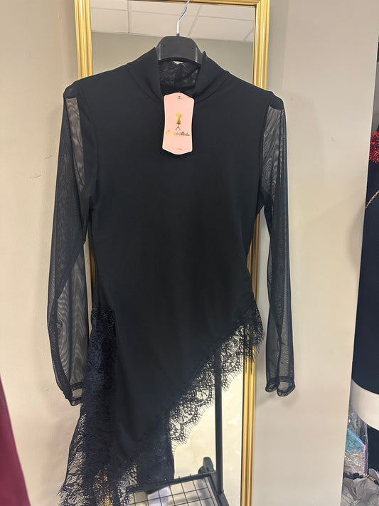 Camiseta encaje manga larga