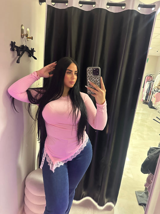 Camiseta encaje manga larga