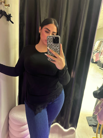 Camiseta encaje manga larga