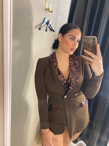 Mono smoking lentejuelas