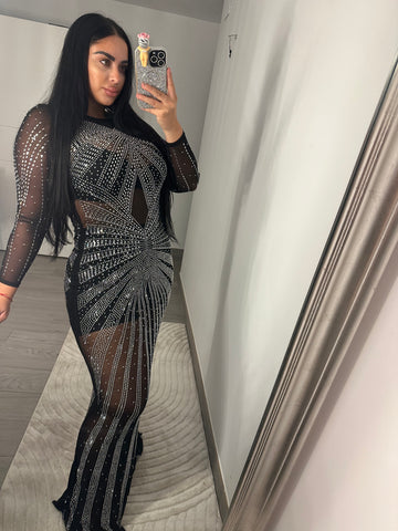 Vestido Transparente de Pedrería