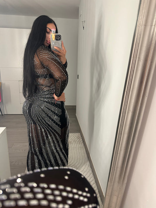 Vestido Transparente de Pedrería